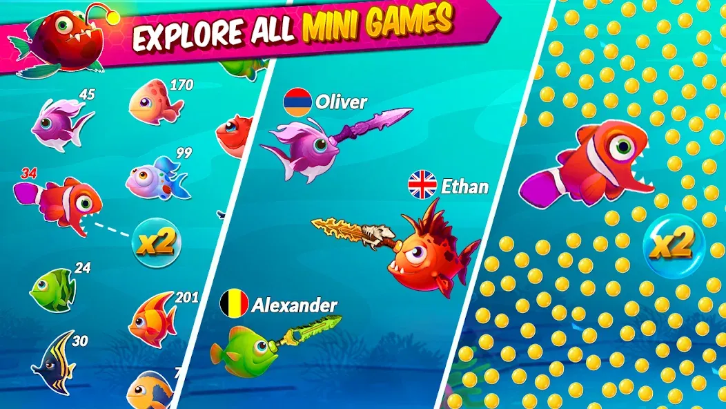 Big Eat Fish Games Shark Games  [МОД Бесконечные монеты] Screenshot 1