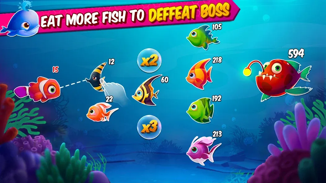 Big Eat Fish Games Shark Games  [МОД Бесконечные монеты] Screenshot 2