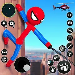 Скачать взлом Flying Stickman Rope Hero Game [МОД Бесконечные монеты] на Андроид