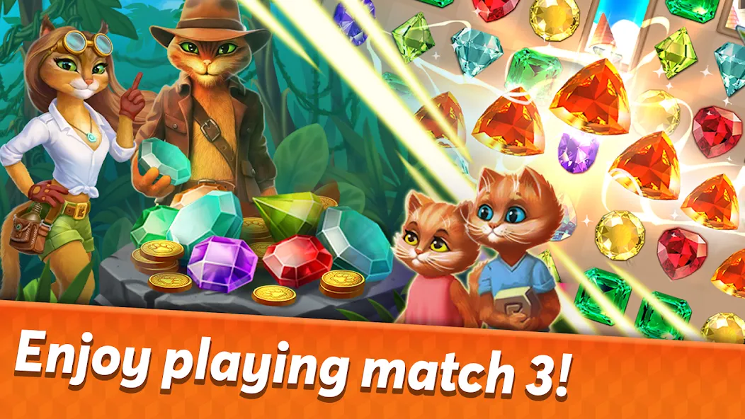 Indy Cat 2: Match 3 game  [МОД Все открыто] Screenshot 1