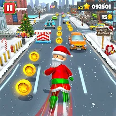Скачать взлом Xmas Santa Surfer Running Game (Ксмас Санта Серфер Раннинг Гейм)  [МОД Menu] на Андроид