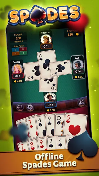 Spades - Offline Card Games (Спейдс)  [МОД Все открыто] Screenshot 1
