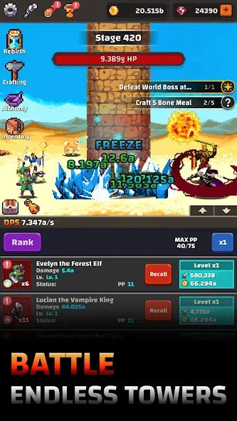 Tower Quest: Pixel Idle RPG (тауэр квест)  [МОД Unlocked] Screenshot 1