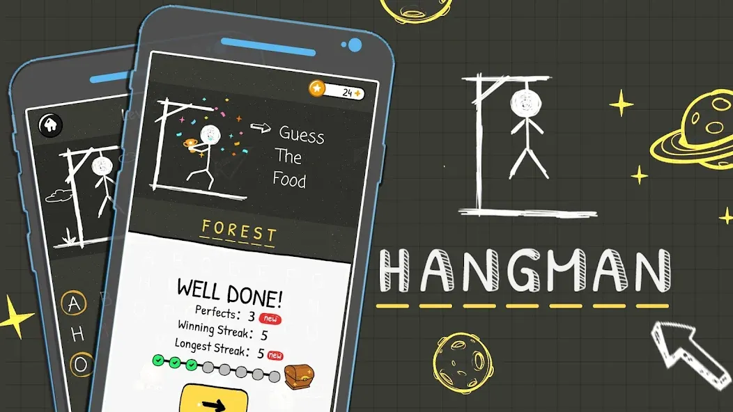 Hangman Words:Two Player Games  [МОД Много монет] Screenshot 1